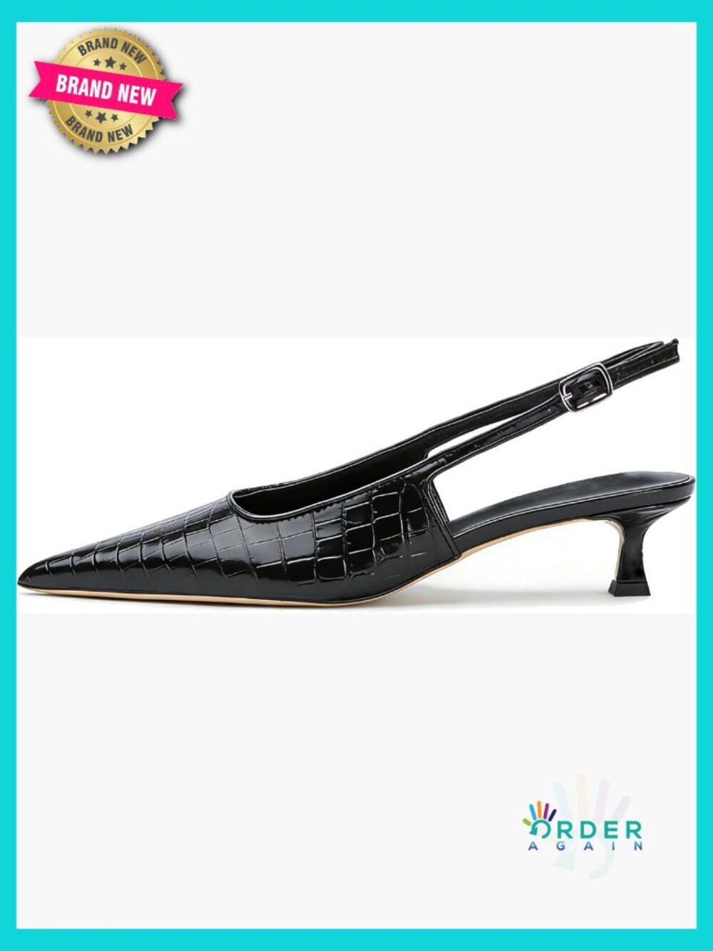 Pointed Toe Slingback Kitten Heels Low Heel Pumps Formal Dress Shoes